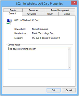Device Manager Wireless Adapter Properties